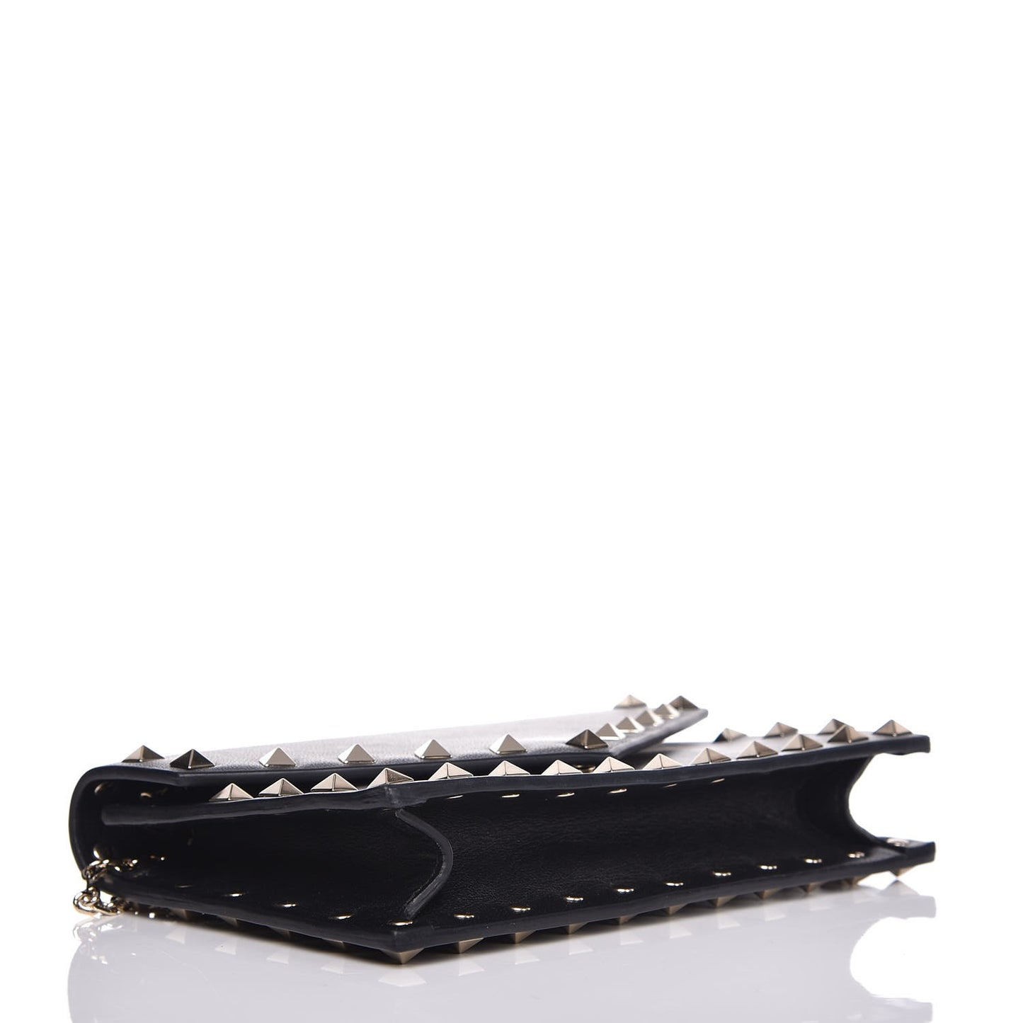 Vitello Rockstud Envelope Wallet on Chain Black