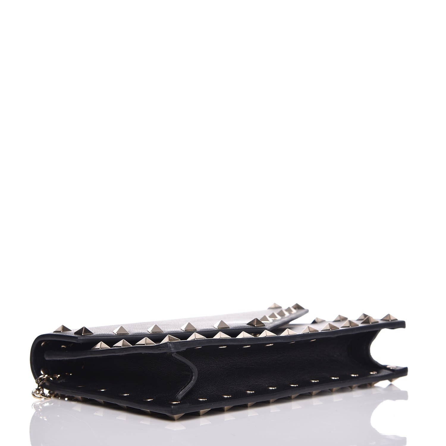 Valentino Garavani Vitello Rockstud Envelope Wallet on Chain Black 4 of 8