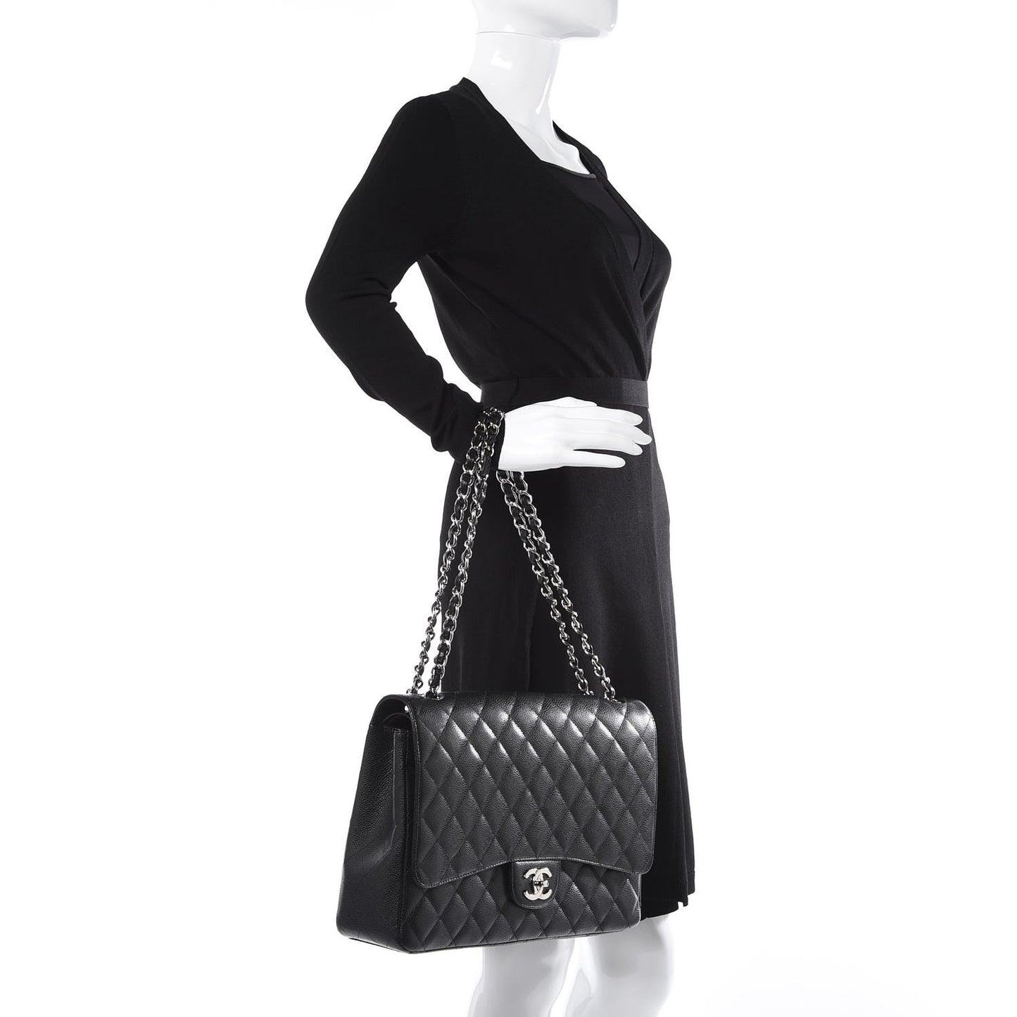 Caviar Quilted Maxi Double Flap Black