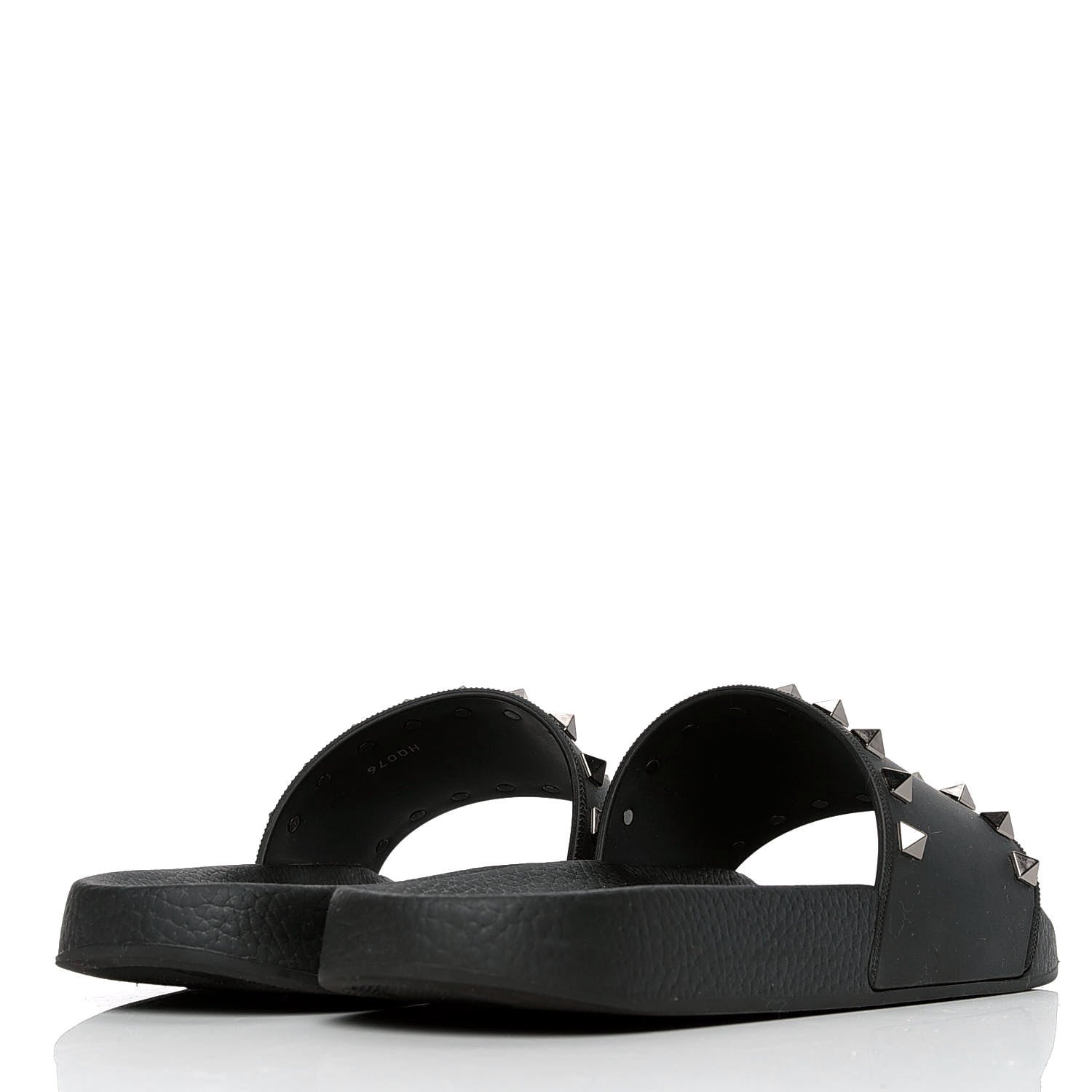 Valentino Garavani Rubber Rockstud Slide Sandals 40 Black 3 of 4