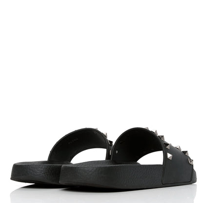 Valentino Garavani Rubber Rockstud Slide Sandals 40 Black 3 of 4