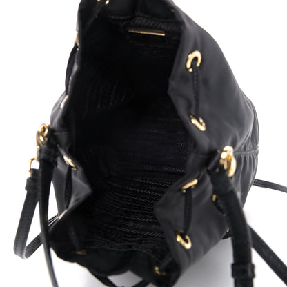 Prada Saffiano Tessuto Nylon Mini Bucket Crossbody Bag Black 4 of 4