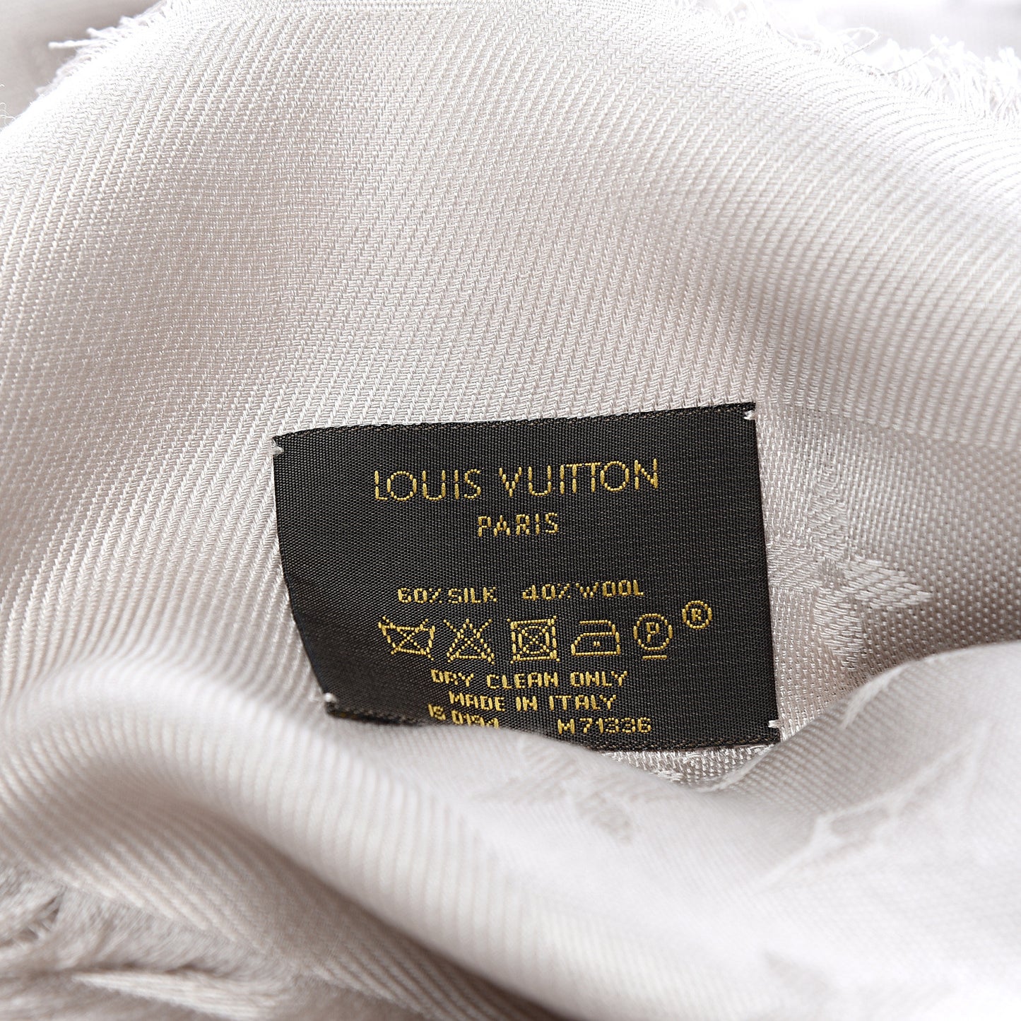 Silk Wool Monogram Shawl Greige