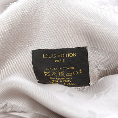 Louis Vuitton Silk Wool Monogram Shawl Greige 2 of 3