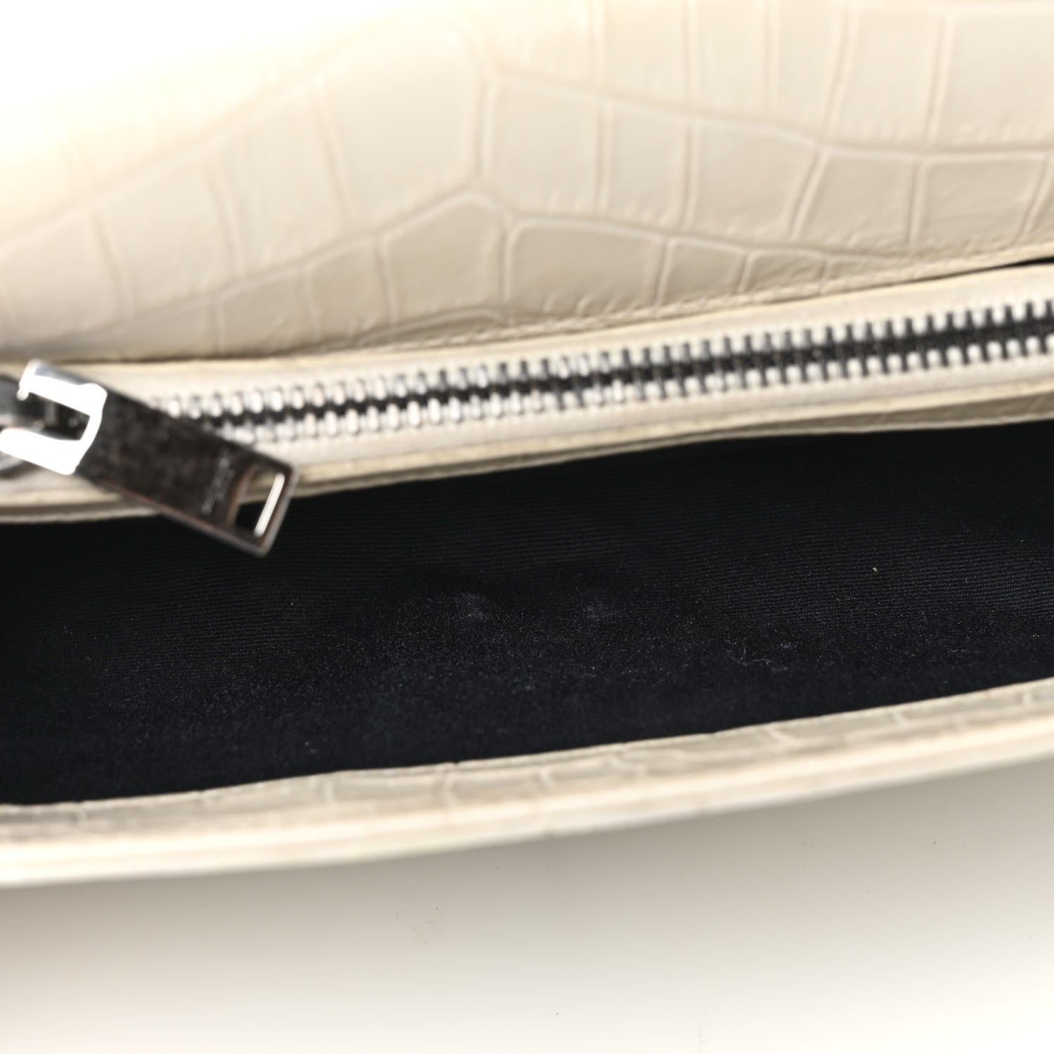 Saint Laurent Calfskin Crocodile Embossed Medium College Monogram Satchel Dove White 5 of 11