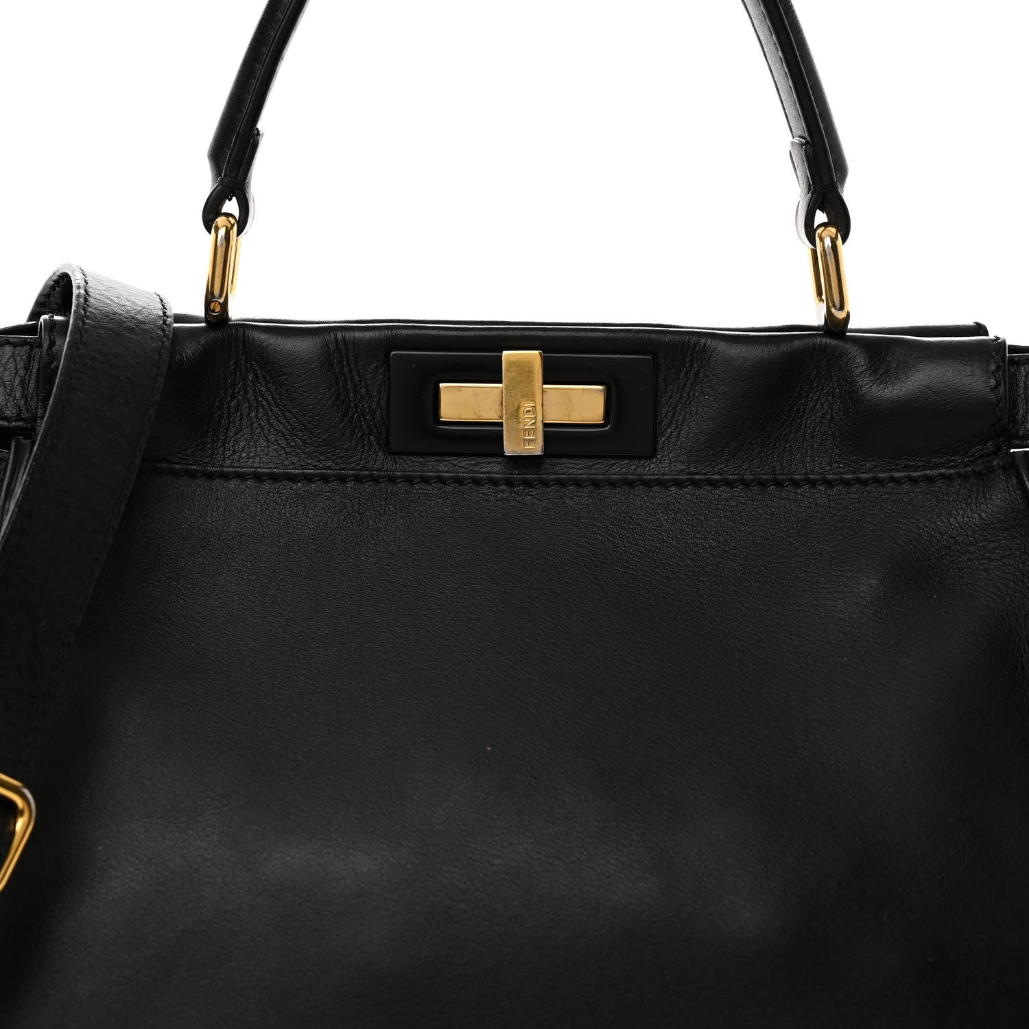 Fendi Vitello Seta Shiny Nappa Medium Peekaboo Iconic Satchel Black 8 of 11