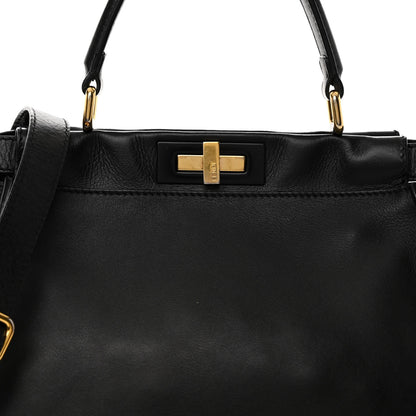 Fendi Vitello Seta Shiny Nappa Medium Peekaboo Iconic Satchel Black 8 of 11