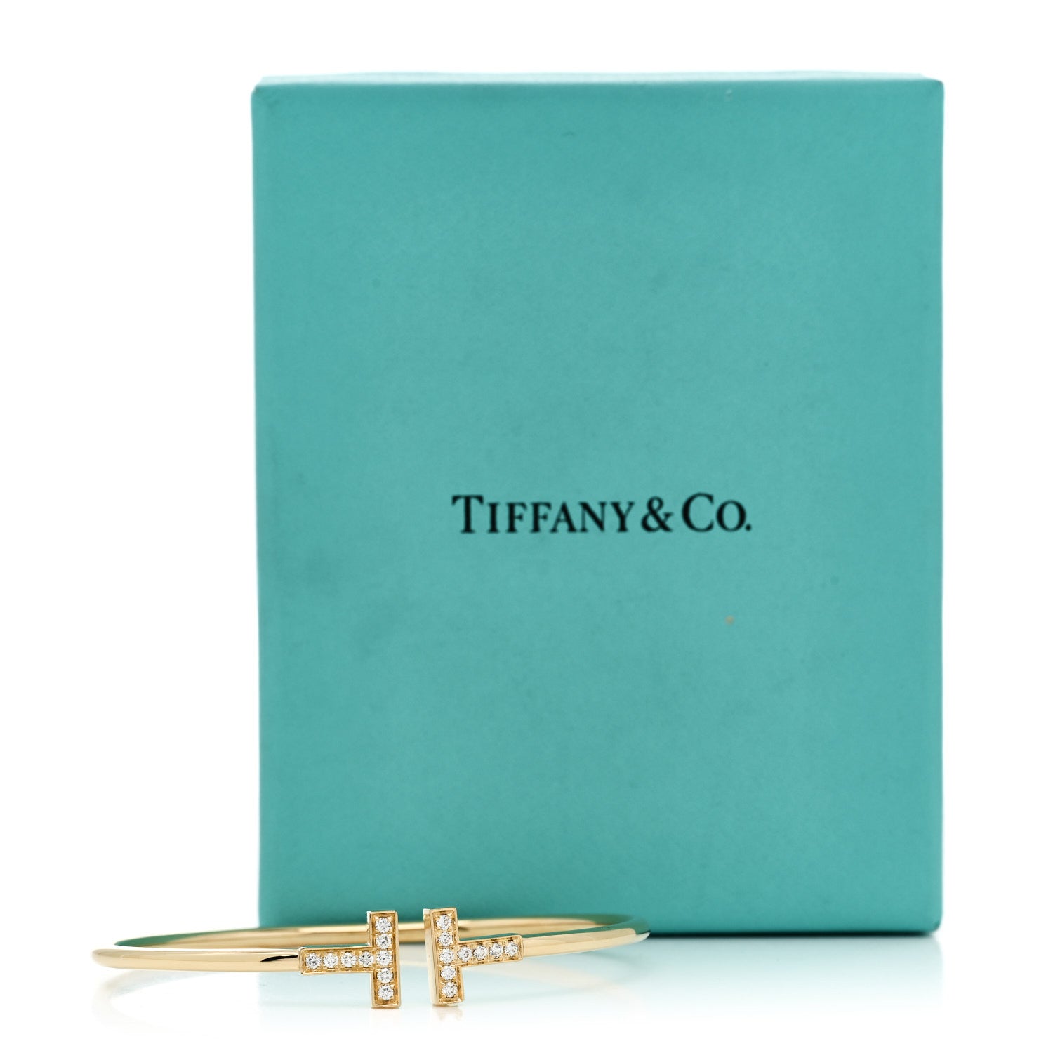 Tiffany 18K Yellow Gold Diamond T Wire Bracelet 4 of 4