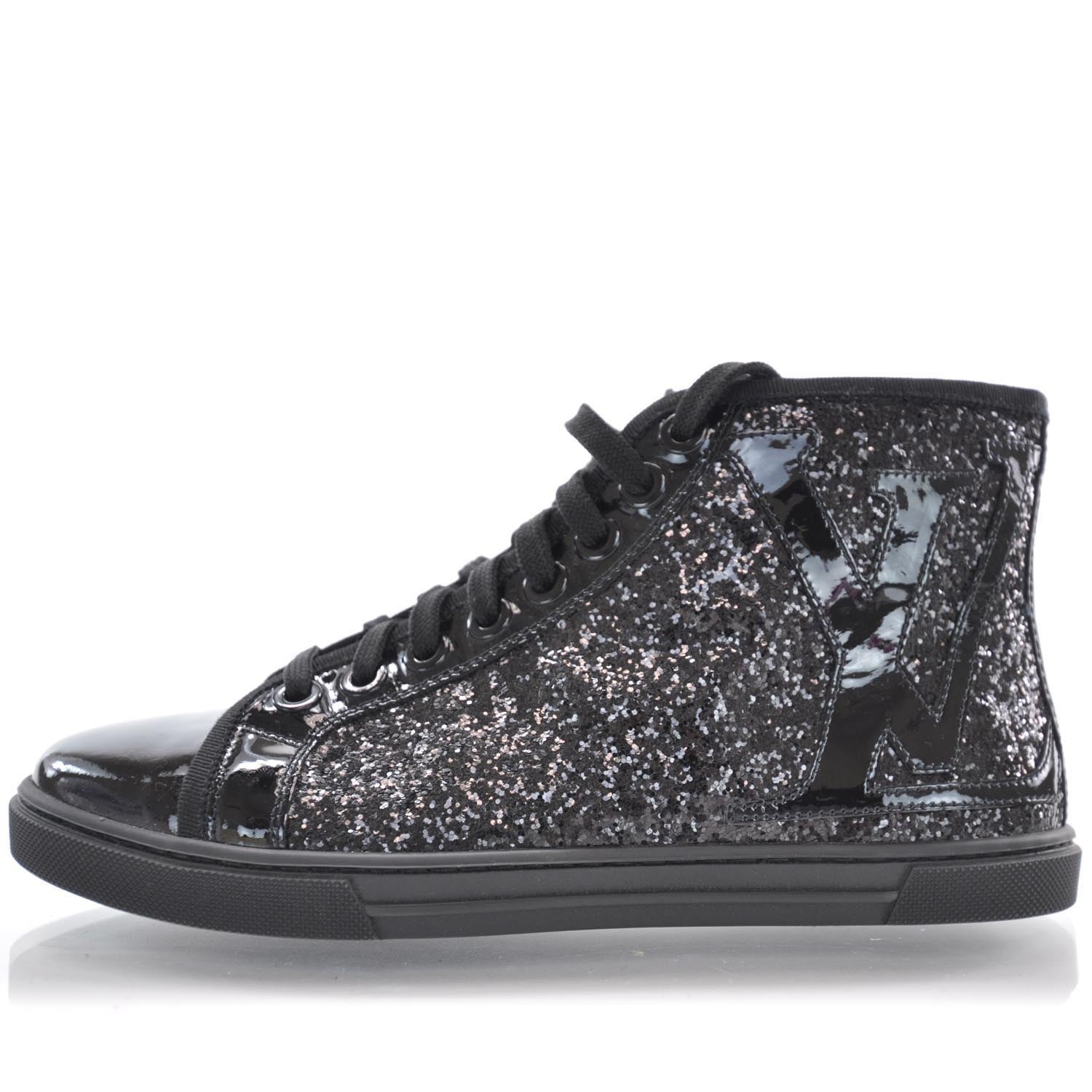 Louis Vuitton Glitter Punchy High Top Sneakers 36 Black 1 of 6