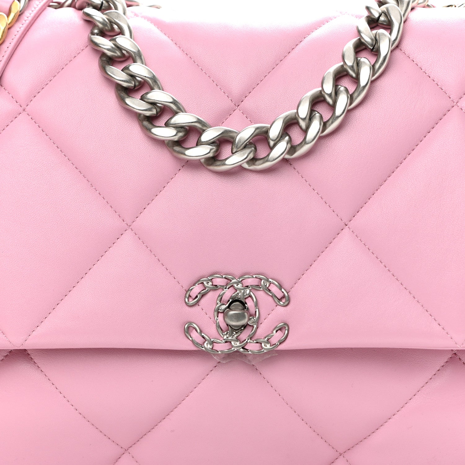 Chanel Lambskin Quilted Maxi Chanel 19 Flap Dark Pink 7 of 9