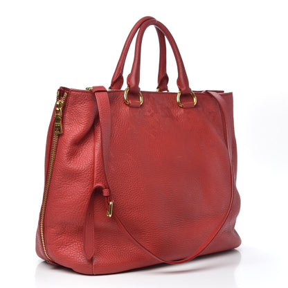 Prada Vitello Daino Side Zip Tote Rosso 3 of 15