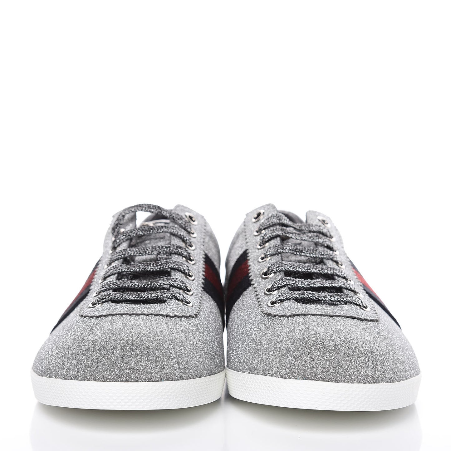 Glitter Fabric Studded Web Mens Sneakers 8.5 Silver