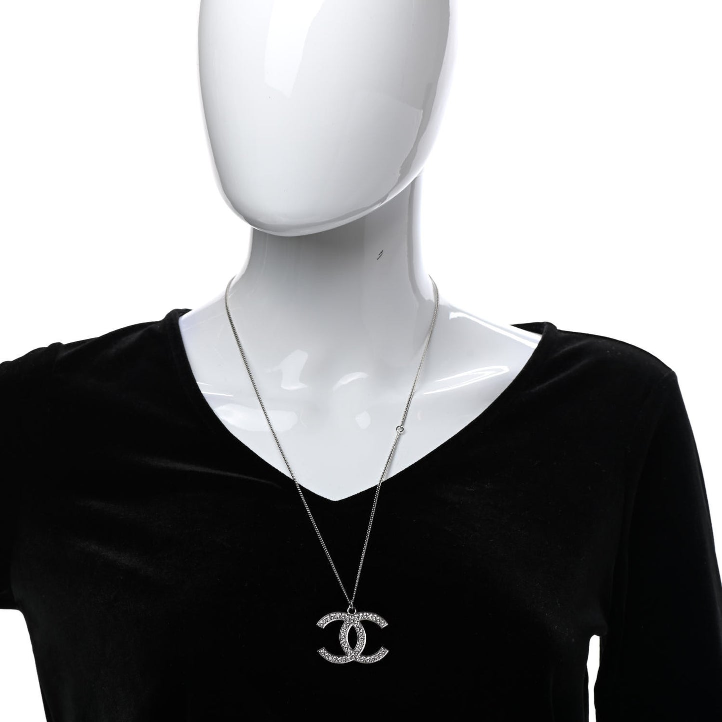 Crystal Large CC Necklace Silver