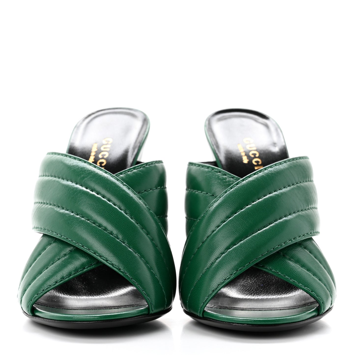 Malaga Kid Webby Crossover High Heel Slide Sandals 37.5 Emerald