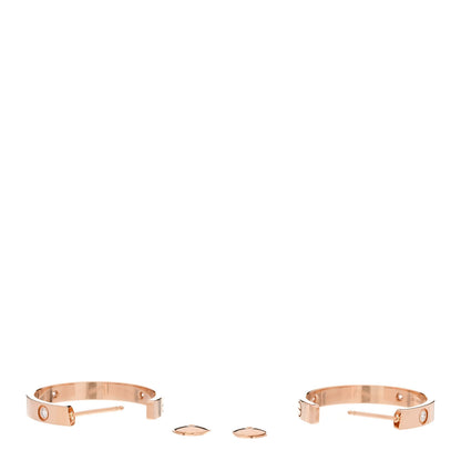 Cartier 18K Pink Gold 3 Diamond 3.5mm LOVE Hoop Earrings 3 of 5