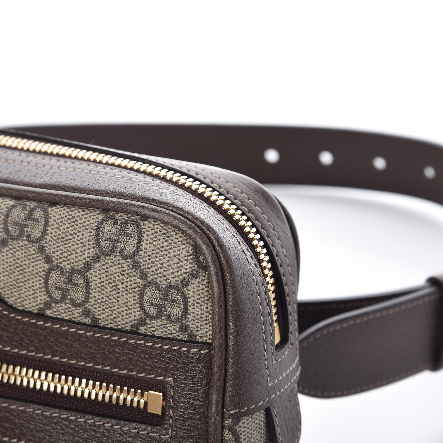 GG Supreme Monogram Web Small Ophidia Belt Bag 75 30 Dark Brown