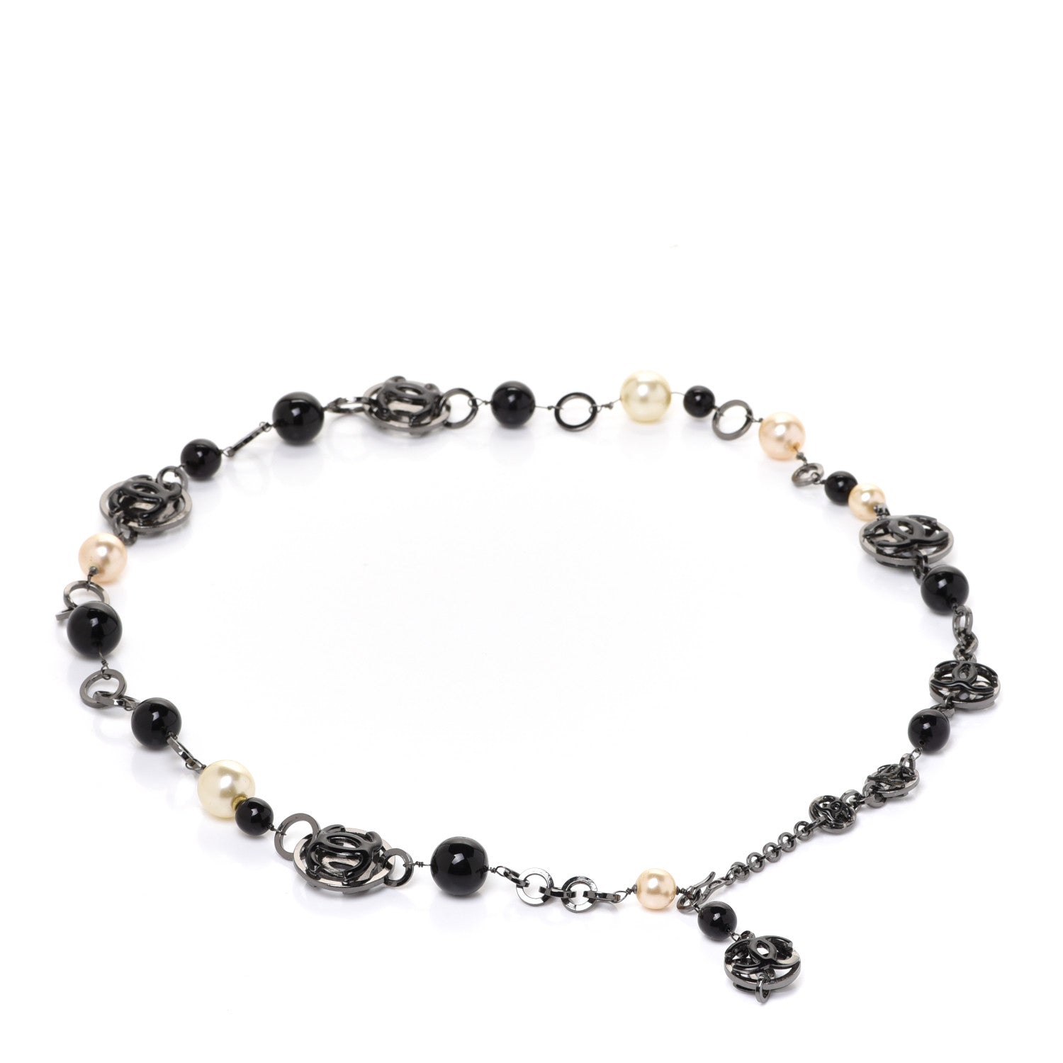 Chanel Enamel Beaded Pearl CC Belt Black White 2 of 5