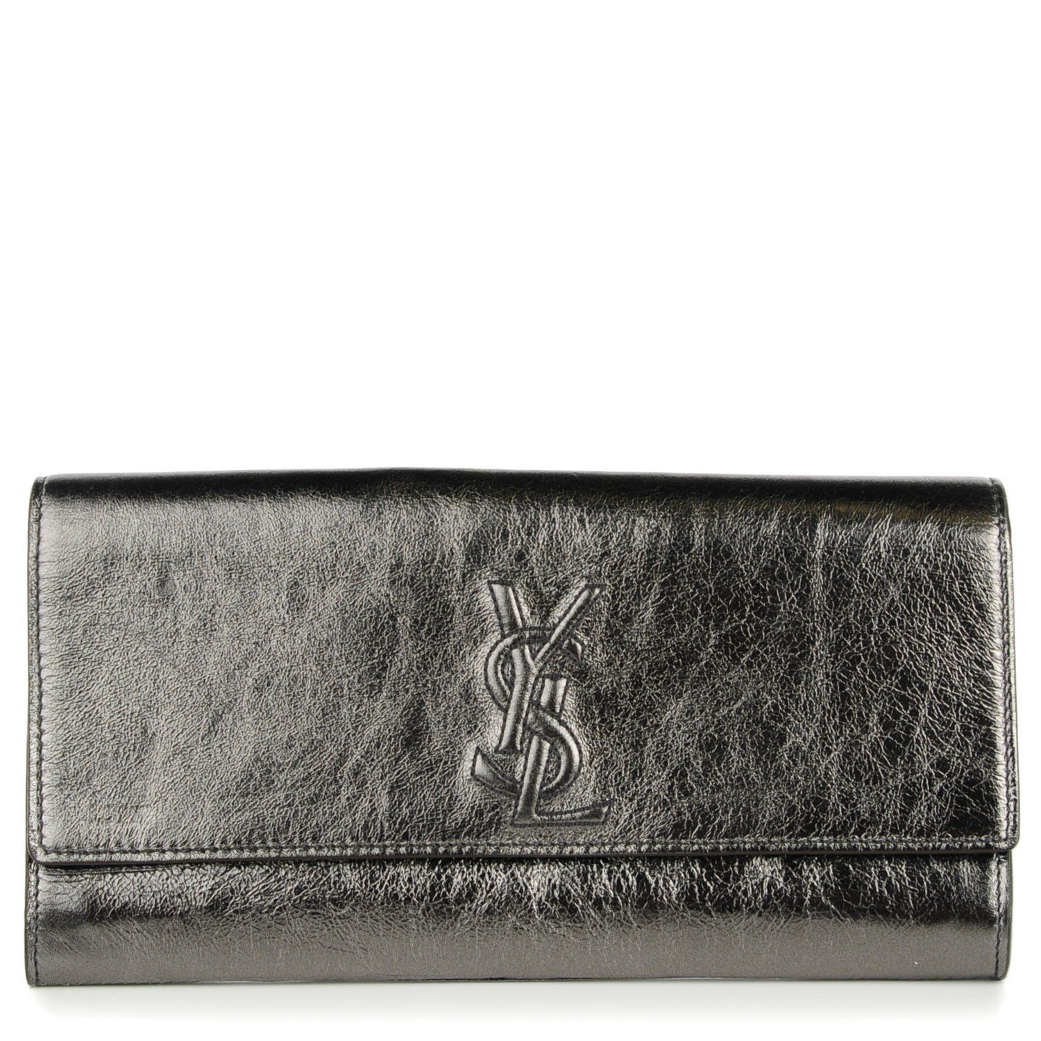 Saint Laurent Metallic Leather Small Belle De Jour Clutch Dark Silver 1 of 7