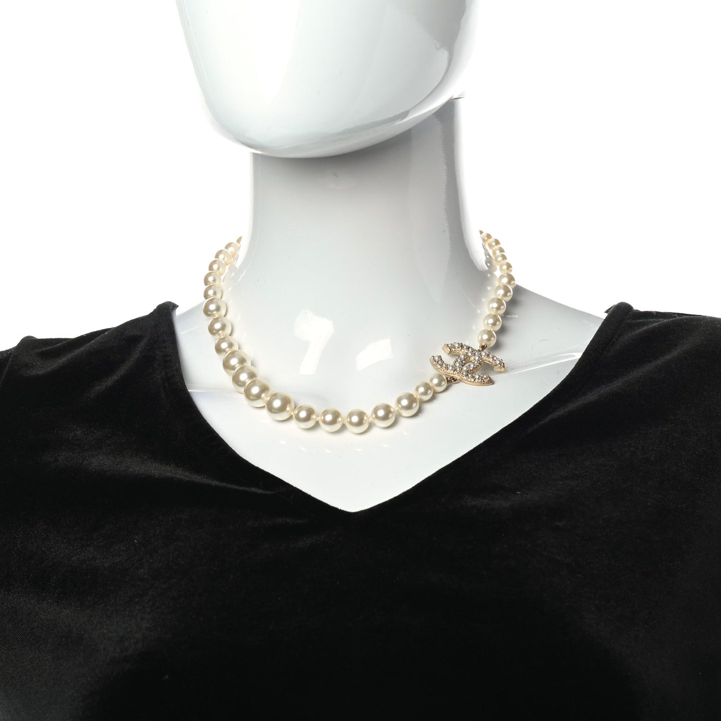 Pearl CC 100th Anniversary Necklace Light Gold