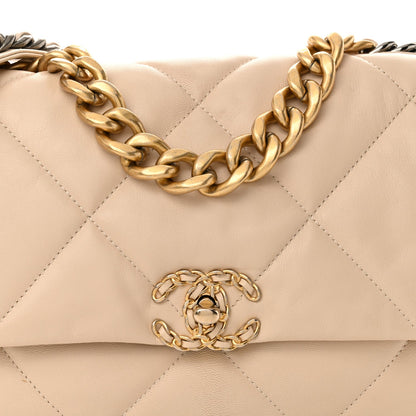 Chanel Goatskin Quilted Large Chanel 19 Flap Light Beige 8 of 12