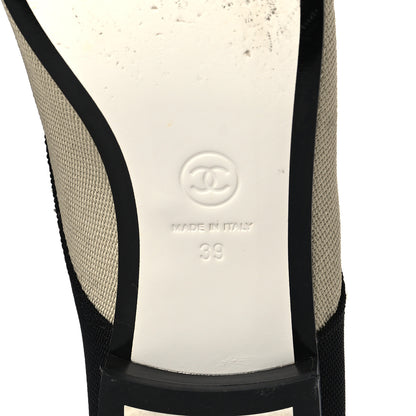 Chanel Fabric Lace Up CC Oxfords 39 Beige Black 6 of 10