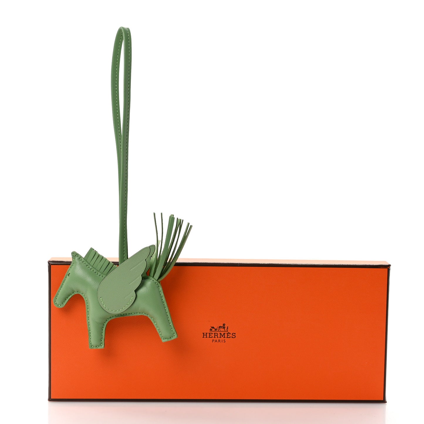 Milo Lambskin Grigri Rodeo Pegase Horse Bag Charm PM Vert Criquet