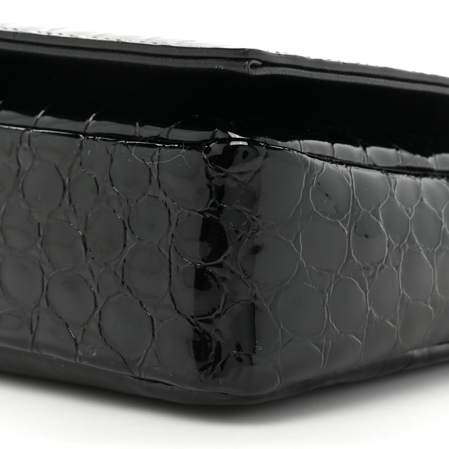Saint Laurent Alligator Embossed Patent Leather Monogram Kate 99 Black 8 of 9