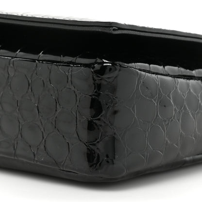 Saint Laurent Alligator Embossed Patent Leather Monogram Kate 99 Black 8 of 9