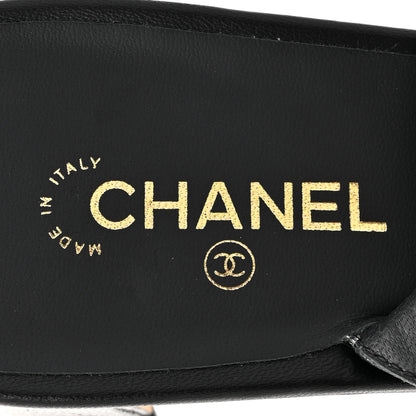 Chanel Lambskin Grosgrain Pearl Cap Toe CC Slingback Pumps 41 Black 7 of 11