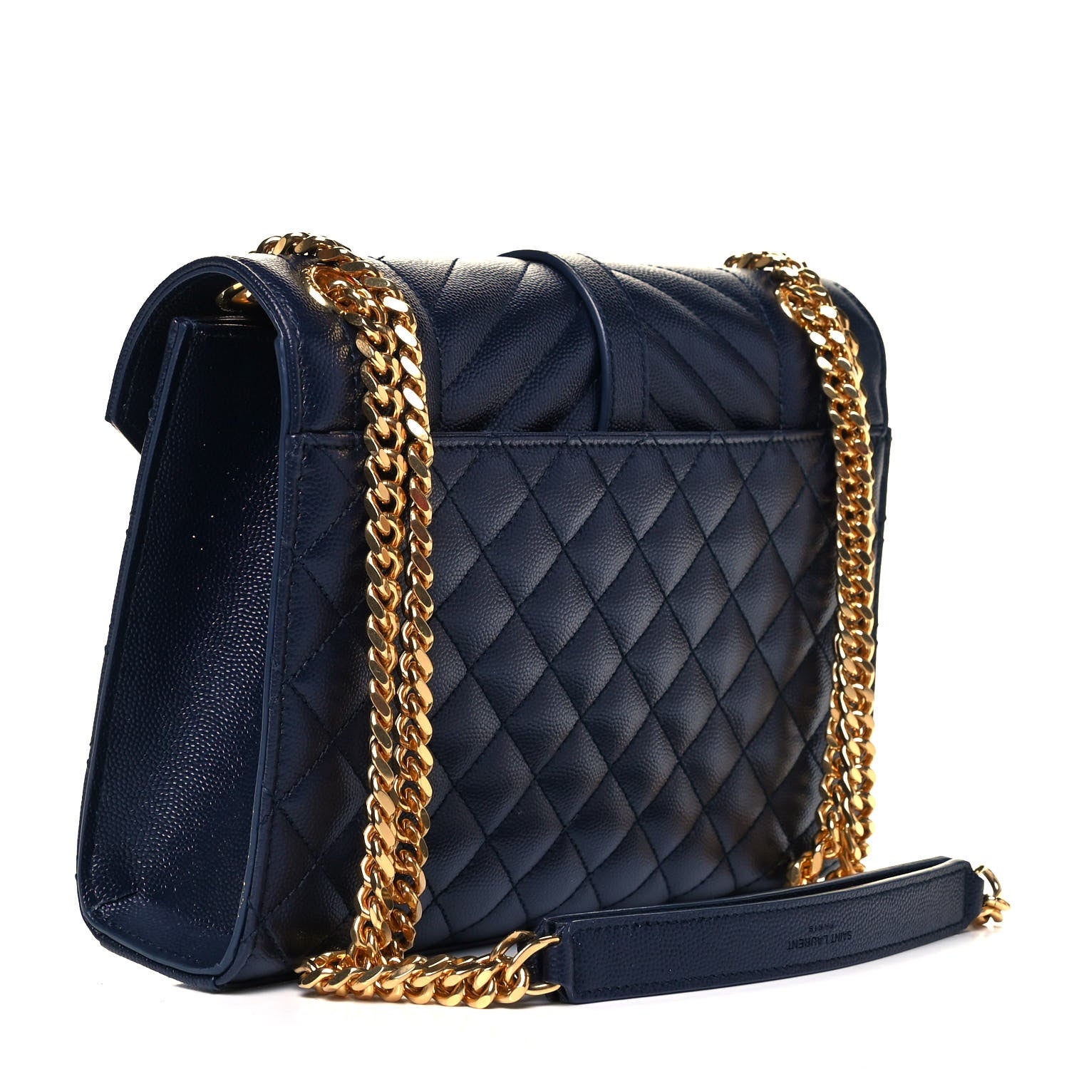 Saint Laurent Grain De Poudre Textured Mixed Matelasse Triquilt Medium Monogram Satchel Deep Marine 2 of 7