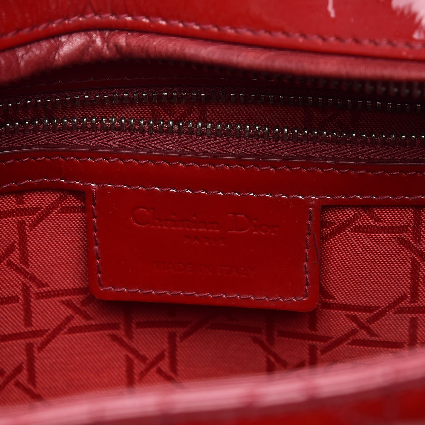 Patent Cannage Large Lady Dior Red
