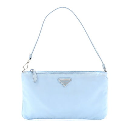 Prada Re-Nylon Vela Saffiano Mini Pochette Bag Celeste 1 of 9