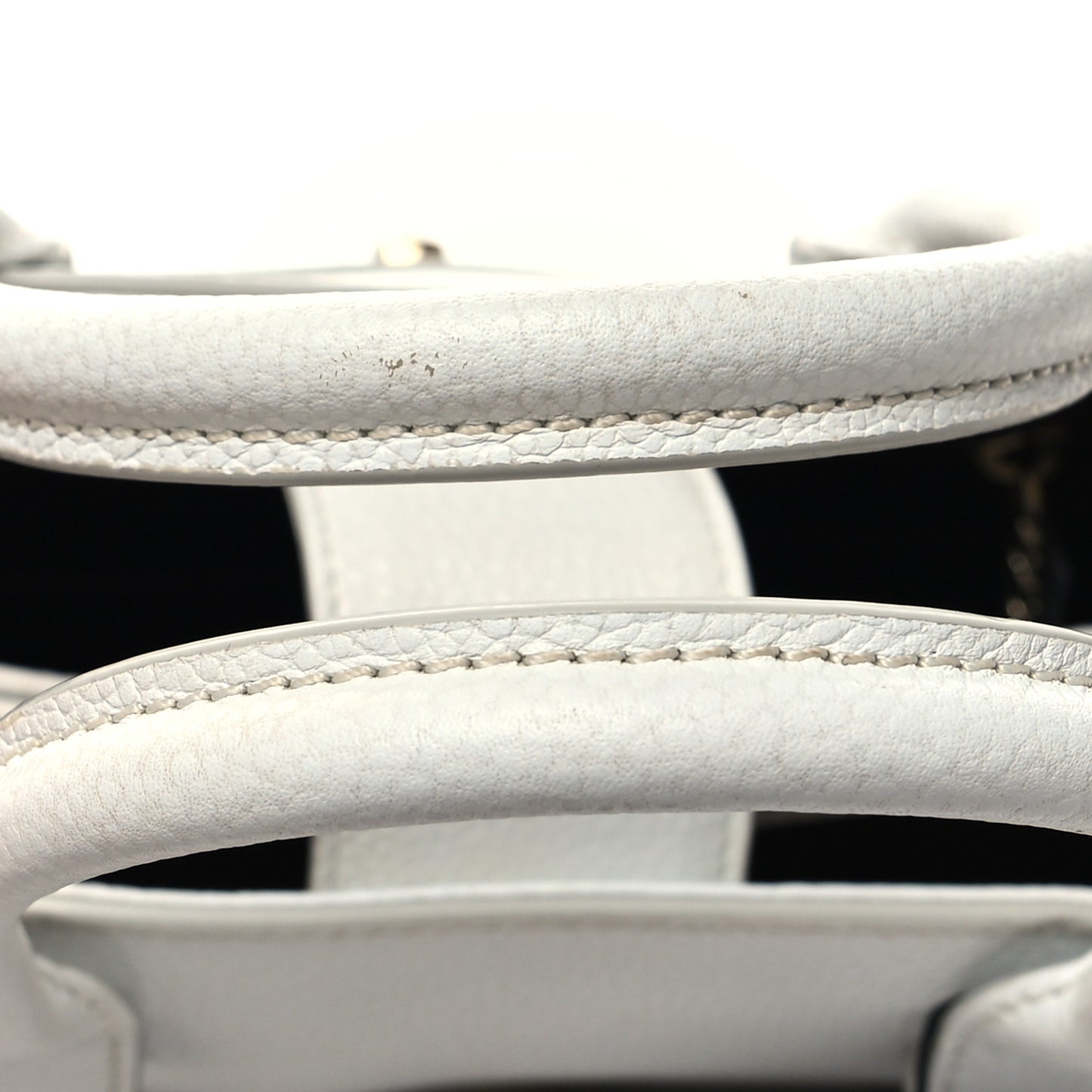 Grained Calfskin Mini Neo Executive Shopper Tote White