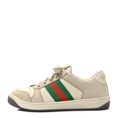 Gucci Nylon Nubuck Web Womens Screener Sneakers 37 Mystic White Dusty Milk 1 of 9