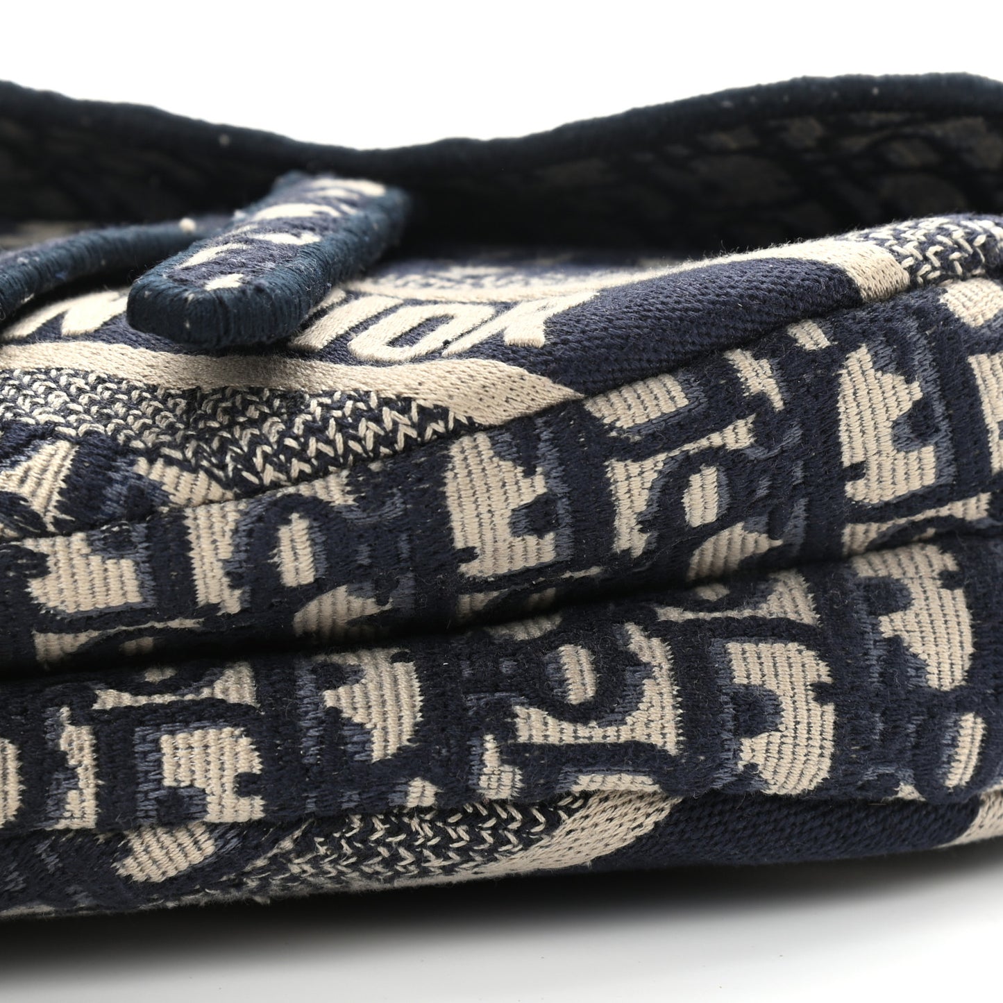 Oblique Embroidered Saddle Bag Blue