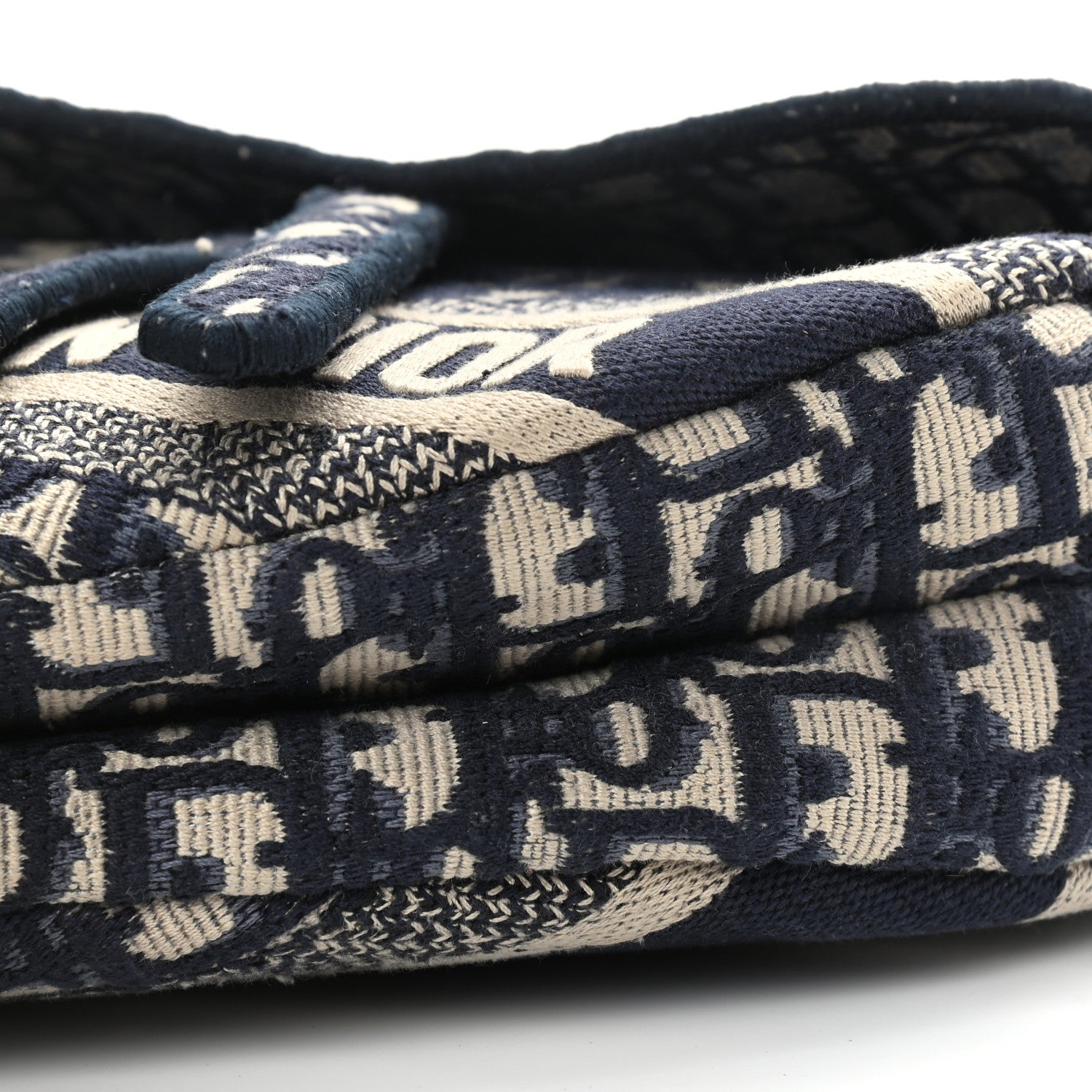 Christian Dior Oblique Embroidered Saddle Bag Blue 6 of 14