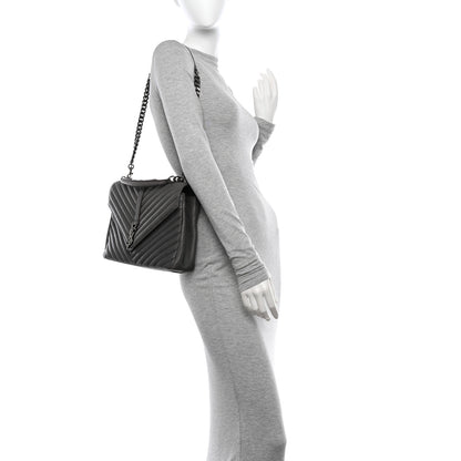 Saint Laurent Sheepskin Matelasse Large Monogram College Satchel Dark Anthracite 2 of 17