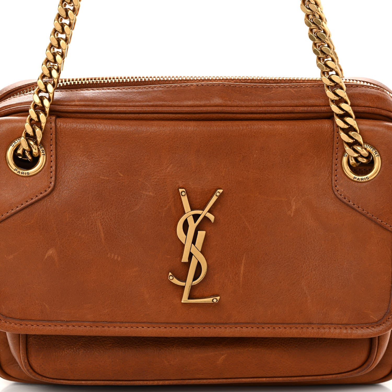 Saint Laurent Calfskin Monogram Medium Niki Chain Satchel Cognac 7 of 10