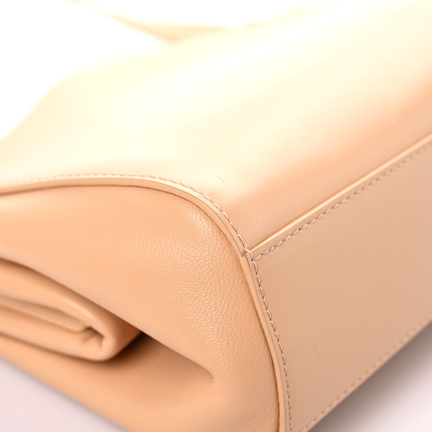 Bottega Veneta Calfskin Tip Clutch Almond 9 of 15