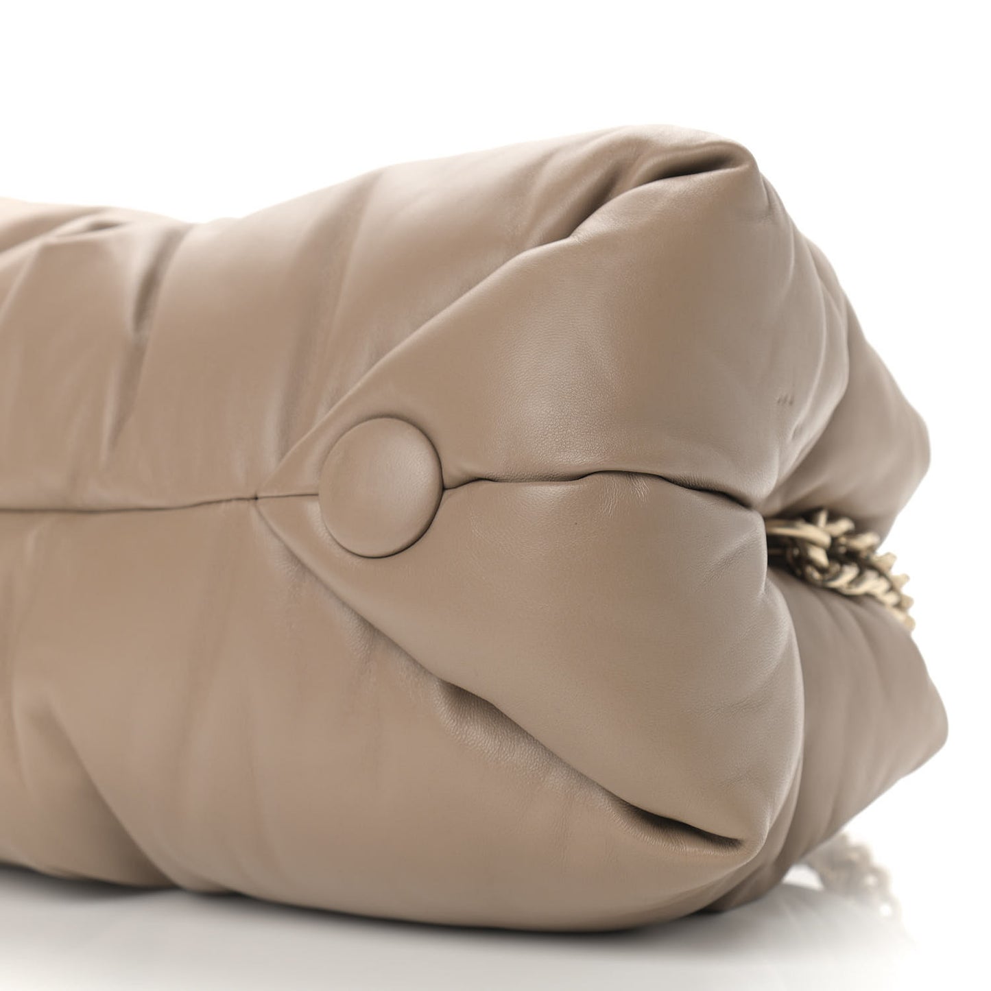 Lambskin Puffy Tobo Chain Shoulder Bag Light Taupe