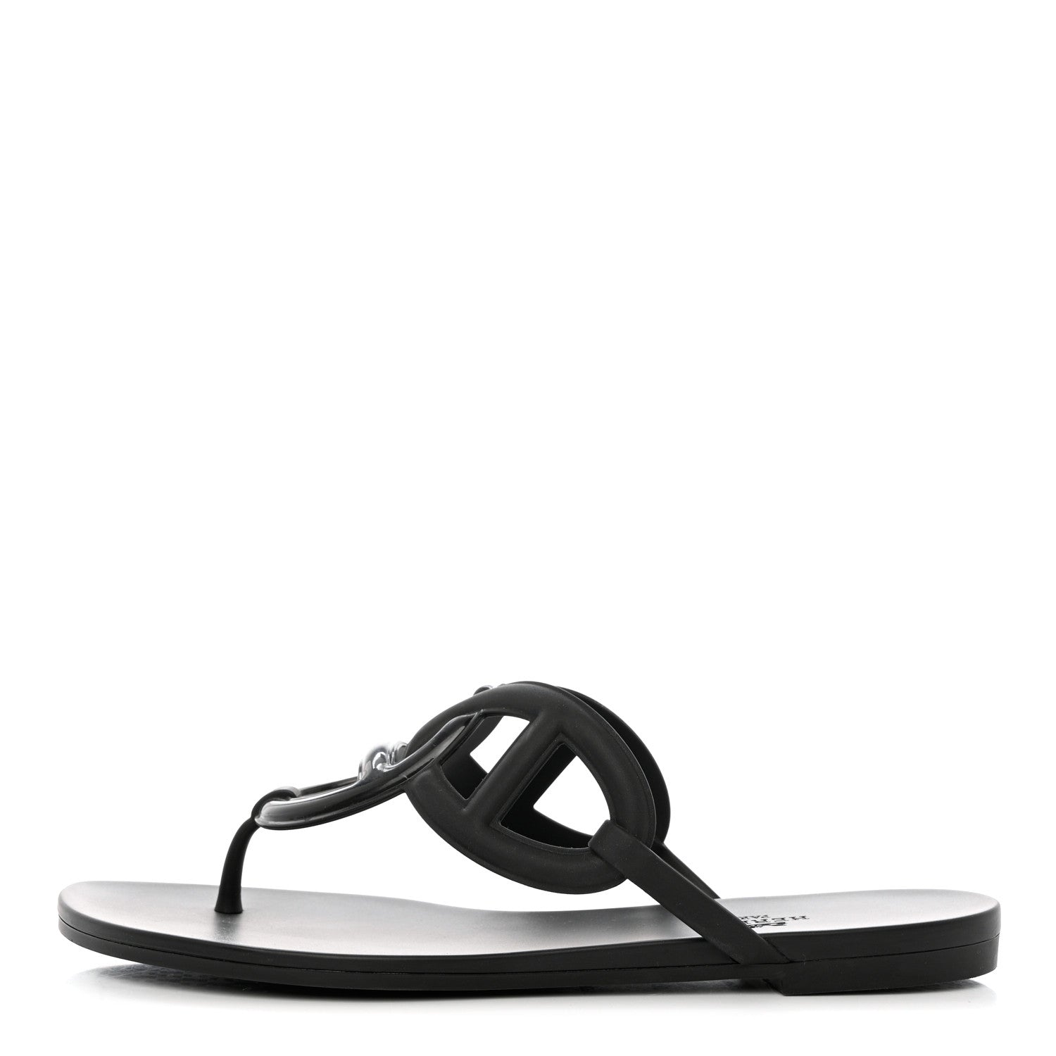 Hermes Rubber Womens Egerie Sandals 38 Black 1 of 9