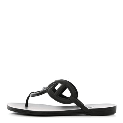 Hermes Rubber Womens Egerie Sandals 38 Black 1 of 9