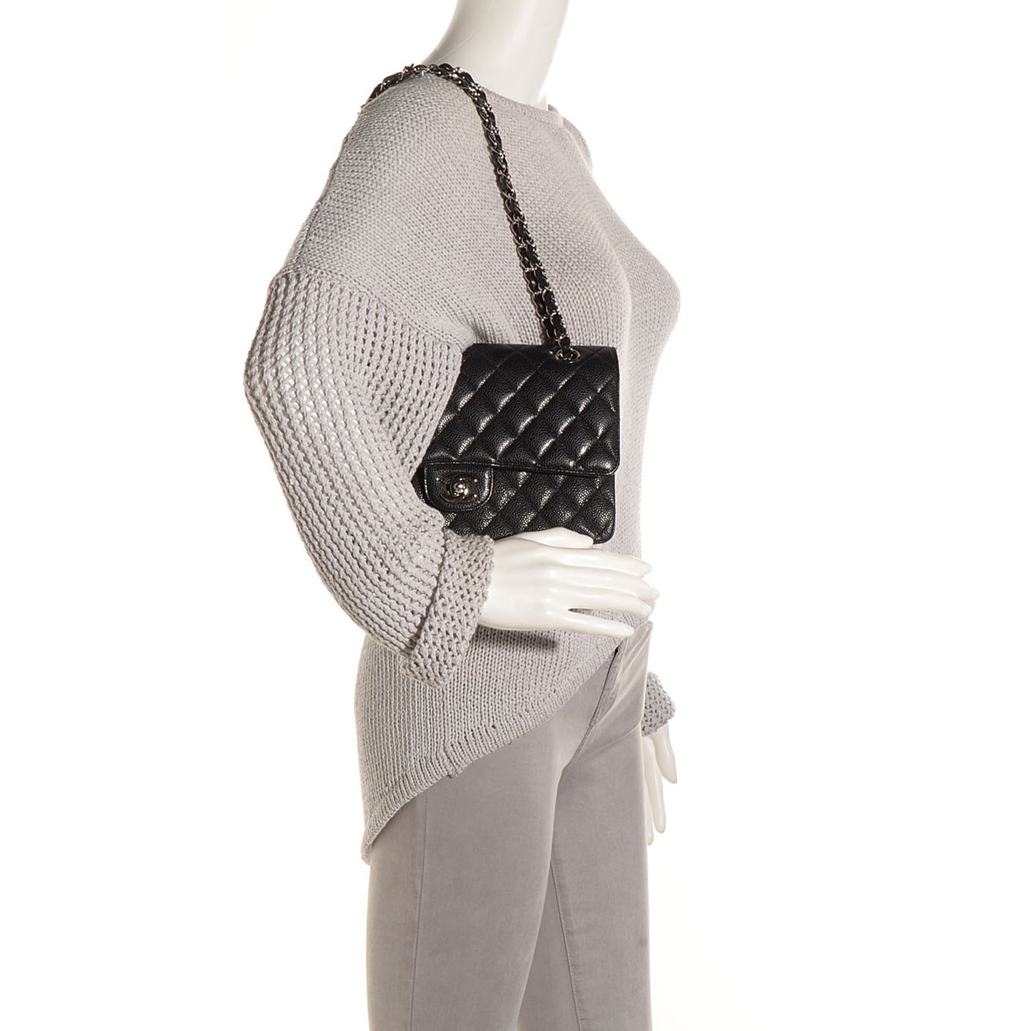 Caviar Quilted Medium Double Flap Black