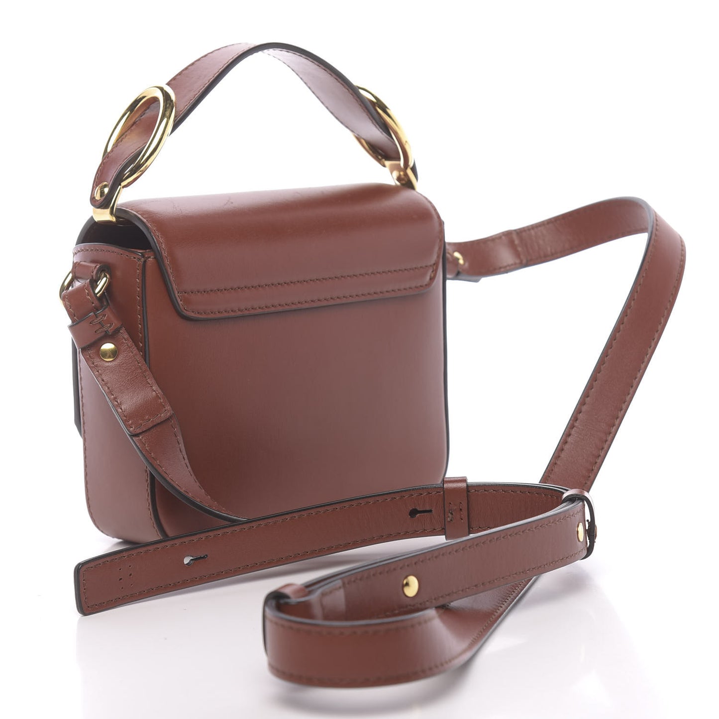 Shiny Calfskin Suede Mini C Bag Sepia Brown