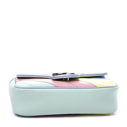 Gucci Calfskin Matelasse Diagonal Super Mini GG Marmont Shoulder Bag Multicolor Pastel 3 of 9