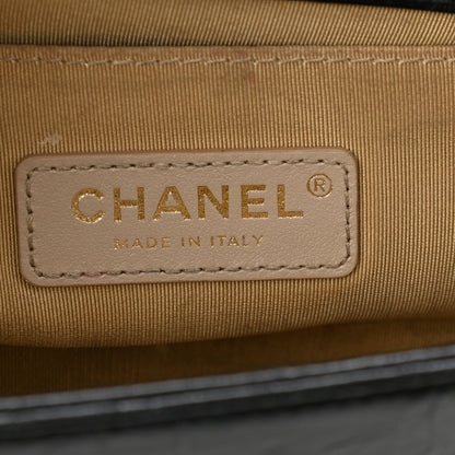 Chanel Crumpled Calfskin Chevron Small Chain Boy Flap Black 5 of 10