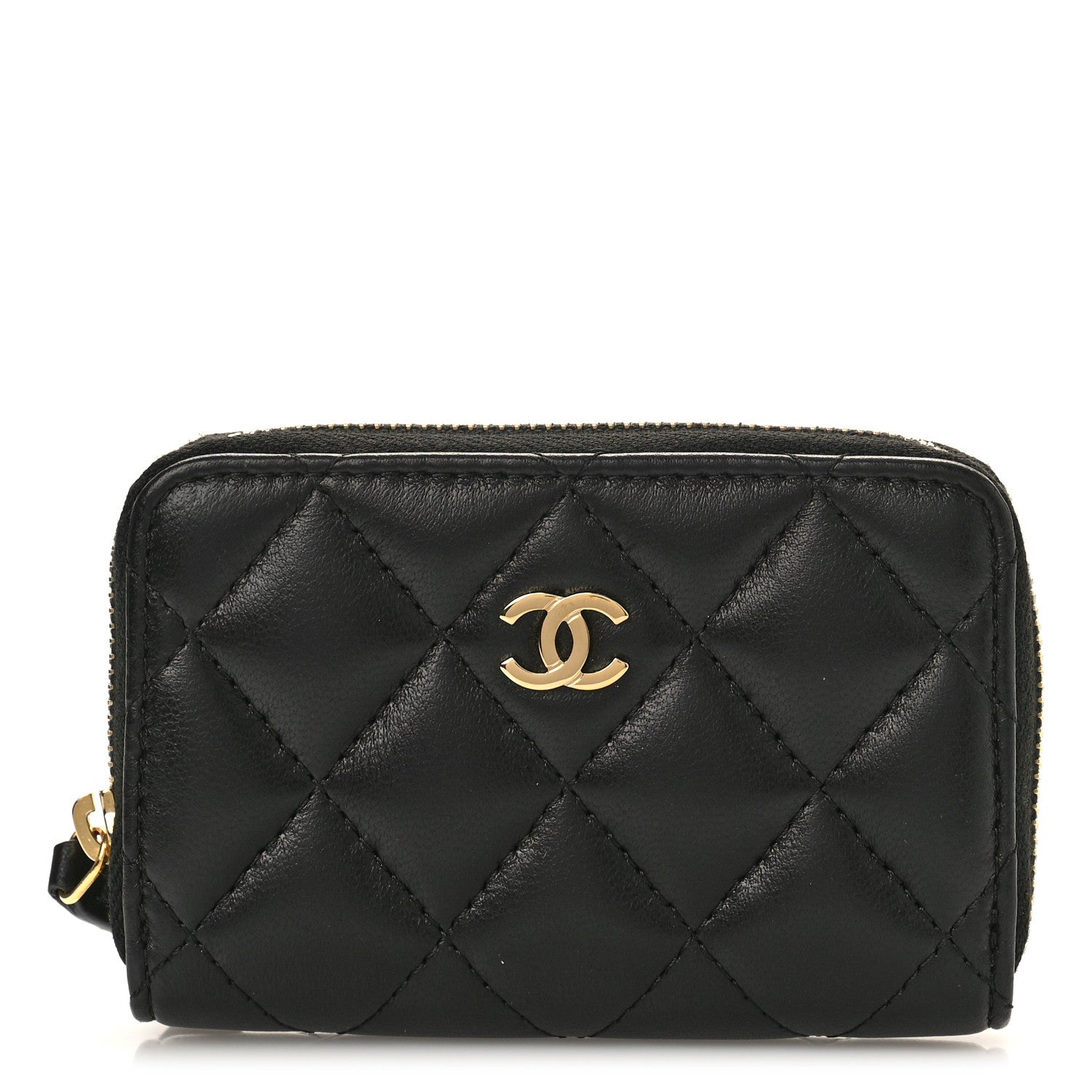 Chanel Lambskin Quilted Zip Coin Purse Black 1 of 9