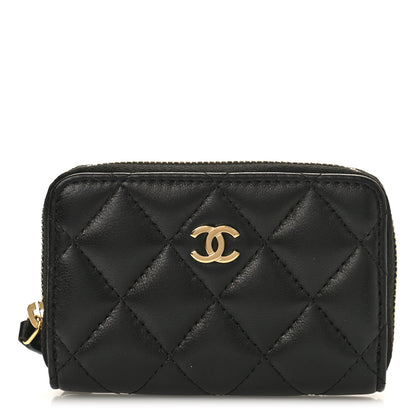 Chanel Lambskin Quilted Zip Coin Purse Black 1 of 9