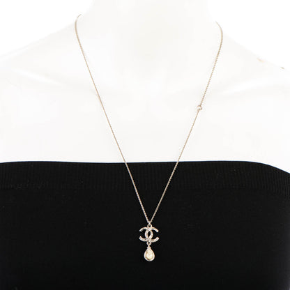 Chanel Crystal CC Drop Necklace Silver 2 of 5