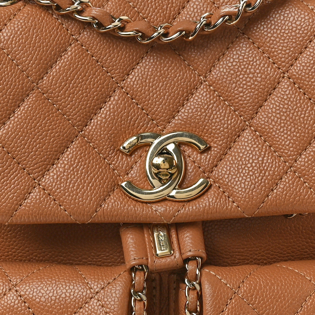 Chanel Shiny Caviar Quilted Medium Duma Pockets Drawstring Backpack Dark Beige 8 of 12